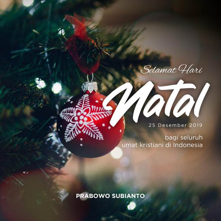Ucapan selamat Natal Prabowo Subianto di media sosial. (Foto: Facebook/Prabowo Subianto)