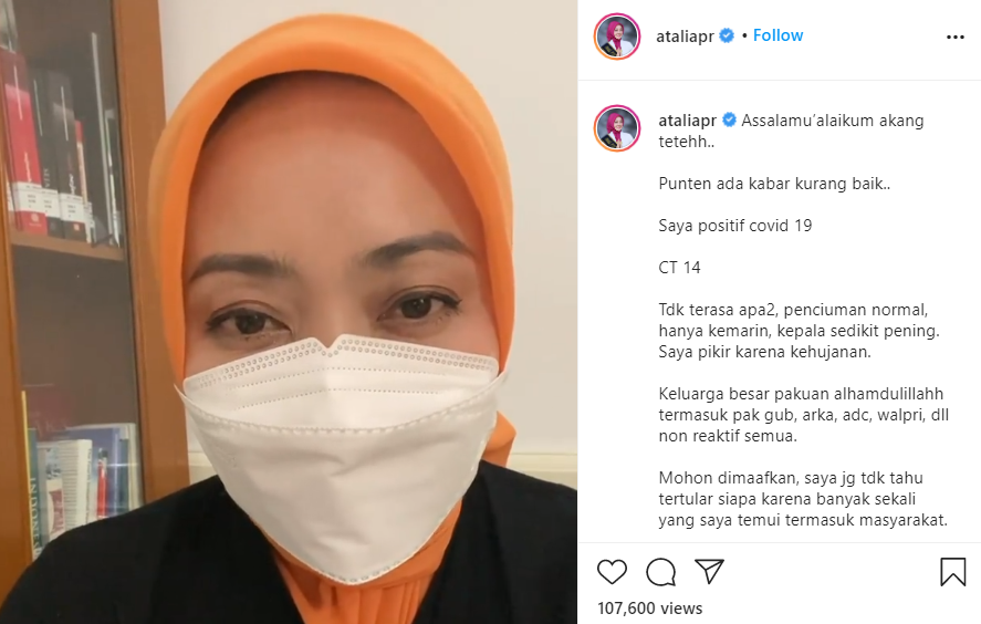 Atalia Ridwan Kamil. (Foto: Tangkapan Layar)