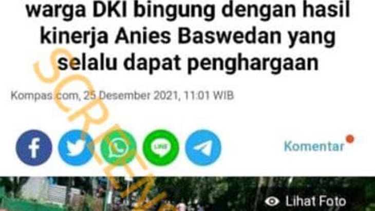 [HOAKS atau FAKTA]: Warga DKI Bingung dengan Hasil Kinerja Anies Selalu Dapat Penghargaan