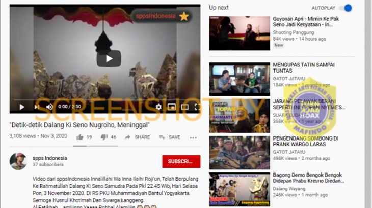 [HOAKS atau FAKTA]: Detik-detik Dalang Kondang Ki Seno Nugroho Meninggal saat Pentas