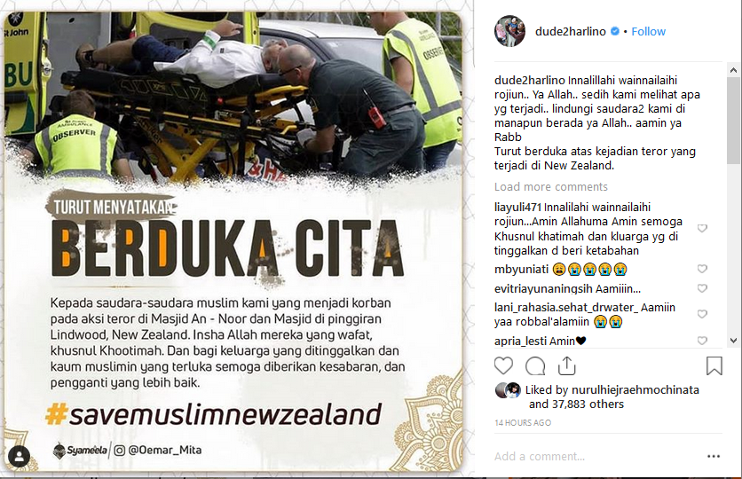 Dude Herlino yakin yang meninggal akan masuk surga (Sumber: Instagram/dude2herlino