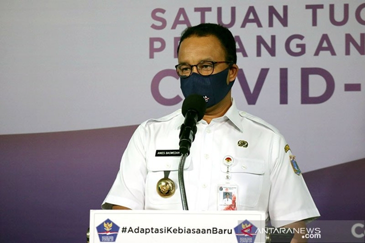 Gubernur DKI Jakarta Anies Baswedan pada konferensi pers di Media Center Satgas Nasional, Rabu (26/8/2020). ANTARA/Tim Komunikasi Publik Satuan Tugas Penanganan COVID-19/pri. (ANTARA/Tim Komunikasi Publik Satuan Tugas Penanganan COVID-19)