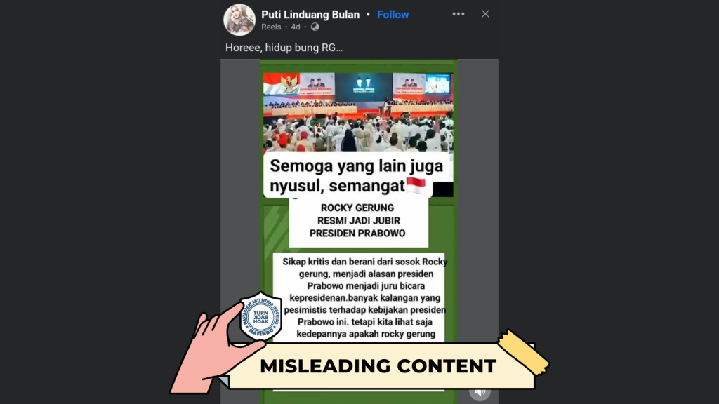 [HOAKS atau FAKTA]: Prabowo Pilih Rocky Gerung Jadi Juru Bicara karena Kritis dan Berani