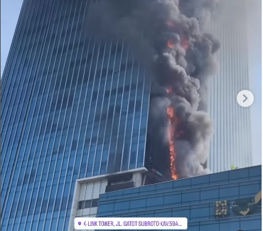 Gedung K Link Tower Jakarta Terbakar