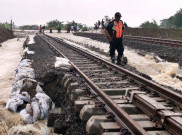 Banjir Rendam Rel di Grobogan, Perjalanan Kereta Api Semarang-Surabaya Terganggu