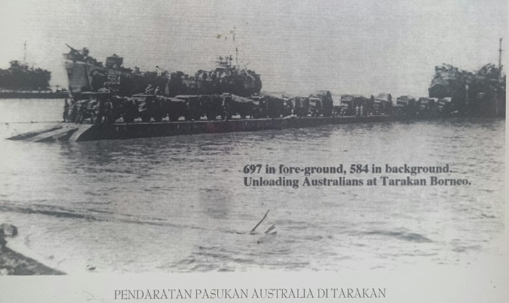 Gambar pendaratan pasukan Australia di Tarakan. (Foto: facebook.com/ipit.mucil)