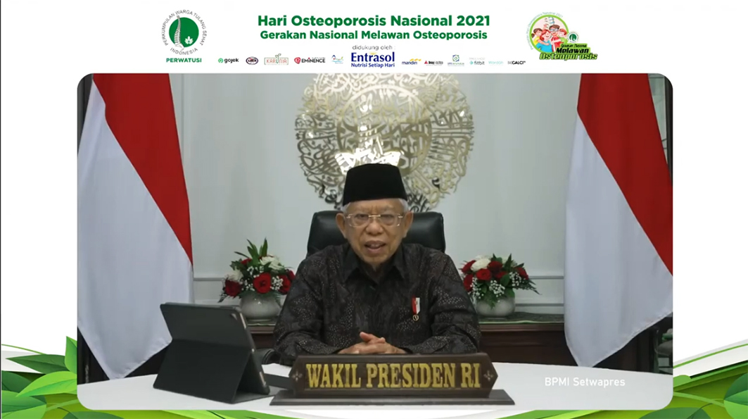Wapres RI Ma'ruf Amin meresmikan Gerakan Nasional Melawan Osteoporosis pada Sabtu, 23 Oktober 2021. (Foto Ist)