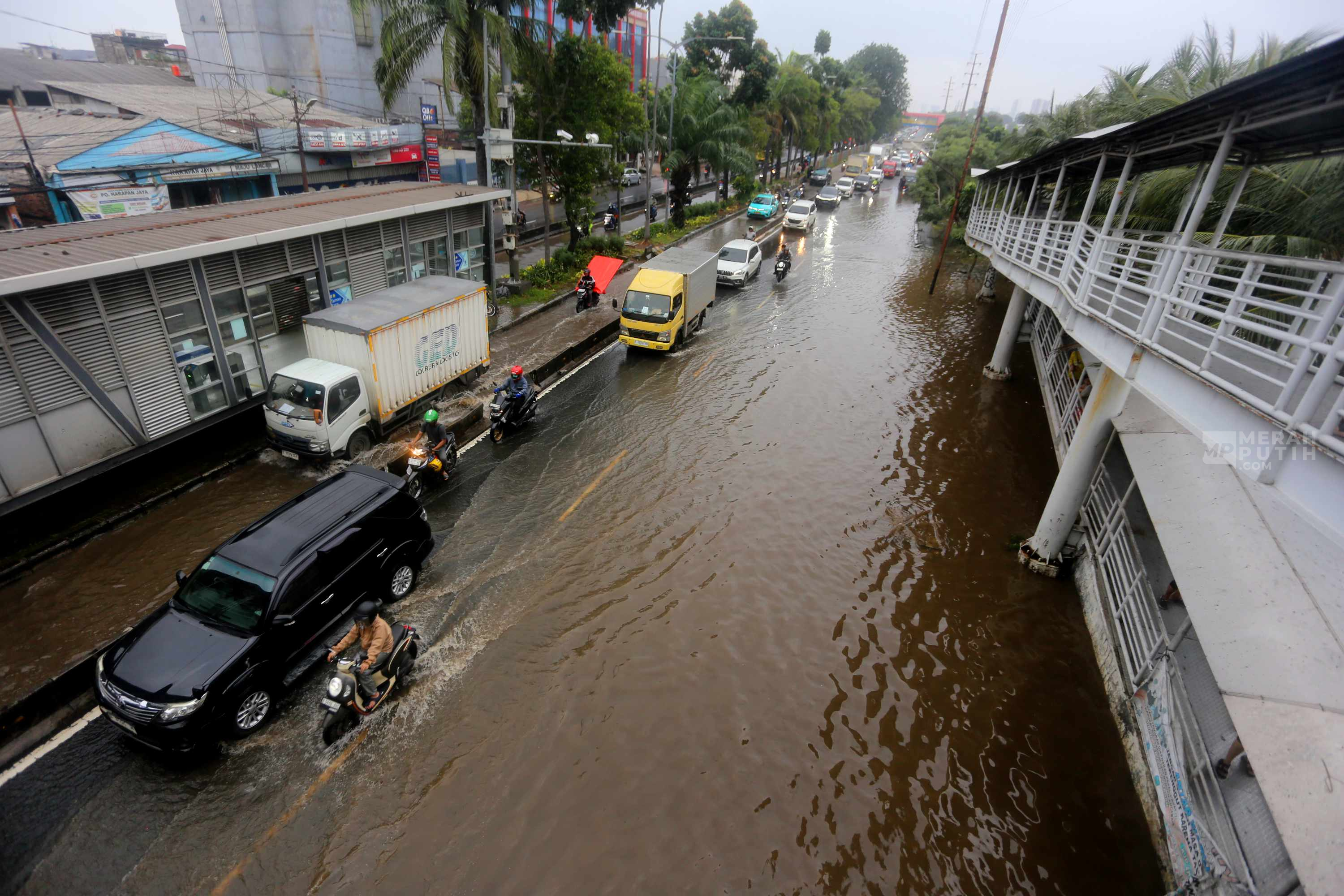 Melihat Banjir Setinggi 50 Sentimeter Genangi Jalan Daan Mogot, Taman Kota, Jakarta Barat