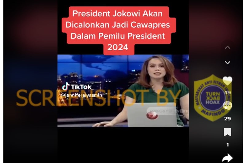 [HOAKS atau FAKTA]: TVOne Siarkan Jokowi Maju jadi Cawapres di Pemilu 2024