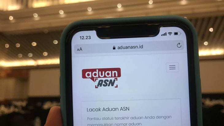 Tampilan potal aduan ASN, aduanasn.id, resmi diluncurkan di Jakarta, Selasa (12/11/2019). (ANTARA/Arindra Meodia)