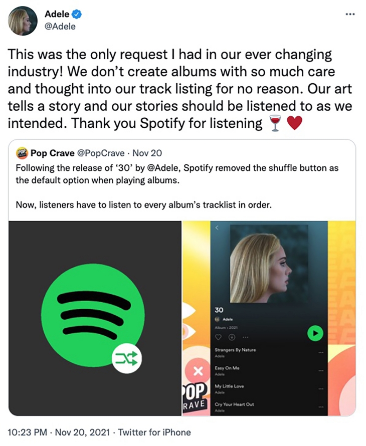 Kabulkan Permintaan Adele, Spotify akan Hilangkan Fitur ‘Shuffle’