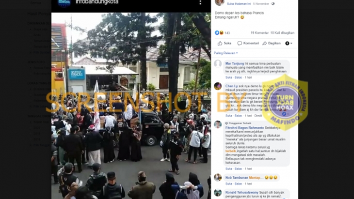 [HOAKS atau FAKTA]: Hanya Tempat Les Bahasa Prancis yang Didemo Massa Anti-Presiden Macron