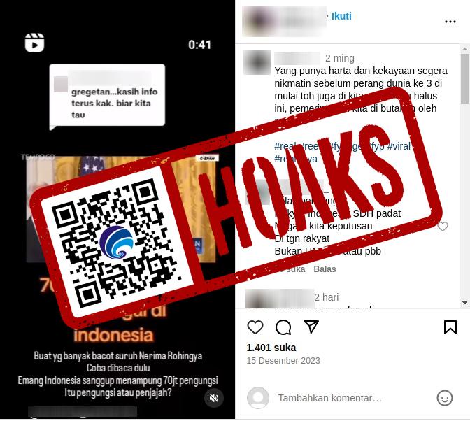 [HOAKS atau FAKTA]: 70 Juta Pengungsi Rohingya akan Tinggal di Indonesia
