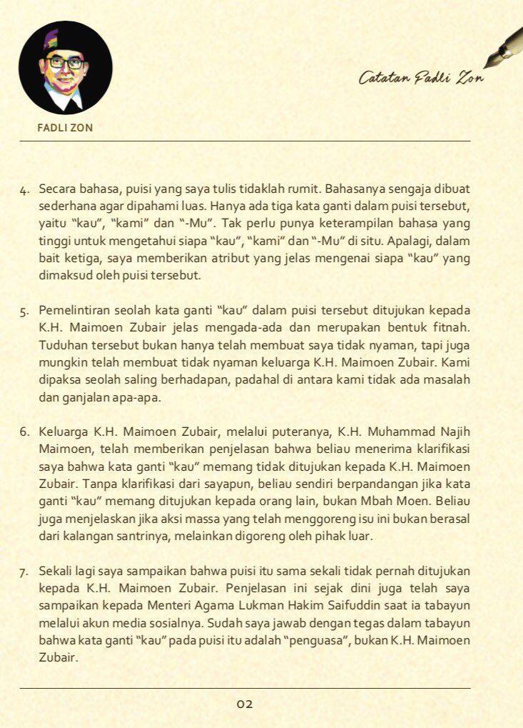 penjelasan fadli zon soal doa yang tertukar