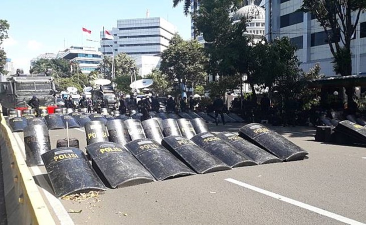 Sejumlah kawasan jalan protokol di dekat Gedung MK ditutup