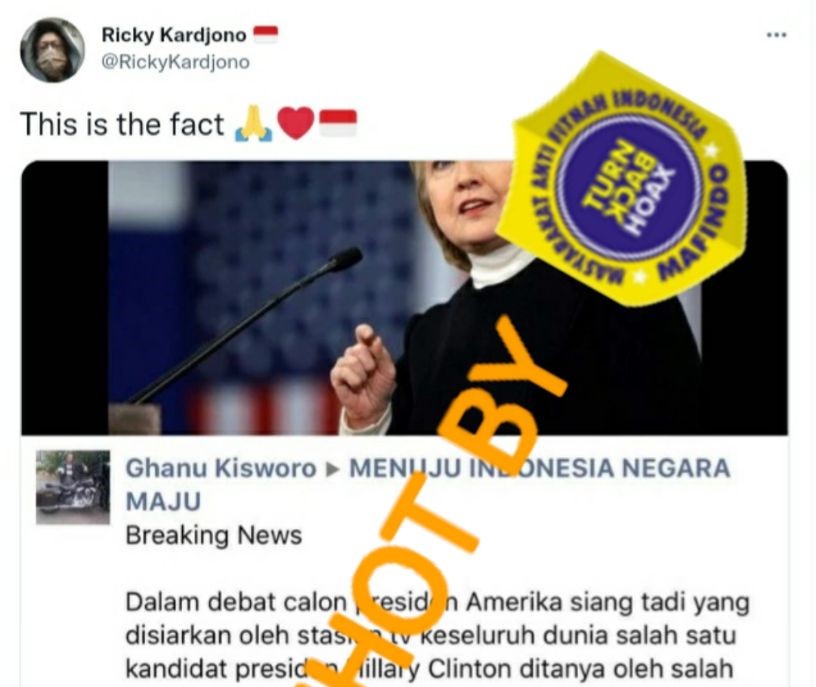 [HOAKS atau FAKTA]: Hillary Clinton Terinspirasi Sri Mulyani dan Jokowi