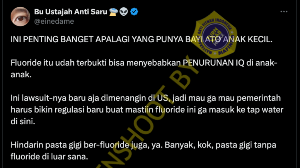 [HOAKS atau FAKTA] : Pakai Pasta Gigi Fluoride Bisa Menurunkan Kualitas IQ
