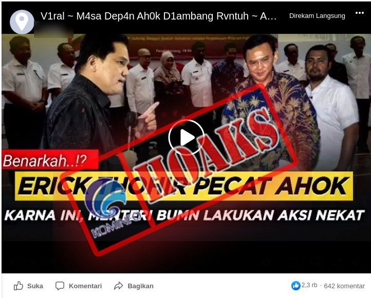 [HOAKS Atau FAKTA]: Erick Thohir Pecat Ahok - Merahputih.com