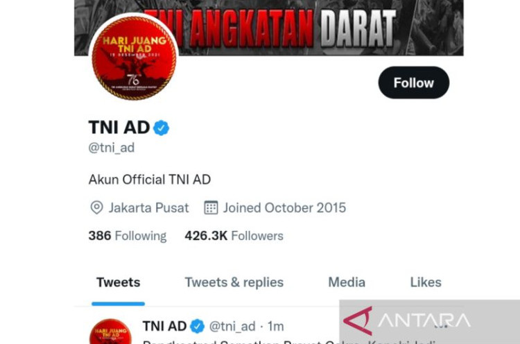  Twitter Bantu Pulihkan Akun TNI AD Setelah Diretas