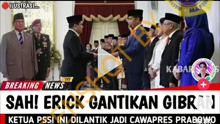 [HOAKS atau FAKTA]: Erick Thohir Gantikan Gibran Jadi Cawapres Prabowo