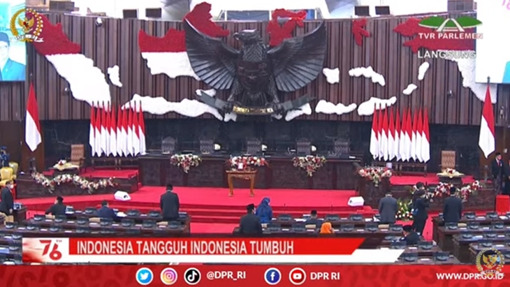 Rapat Paripurna Pembukaan Masa Persidangan I DPR Tahun Sidang 2021-2022 di Gedung Nusantara, Kompleks Parlemen, Senayan, Jakarta, Senin (16/8). (Foto: MP/Youtube)
