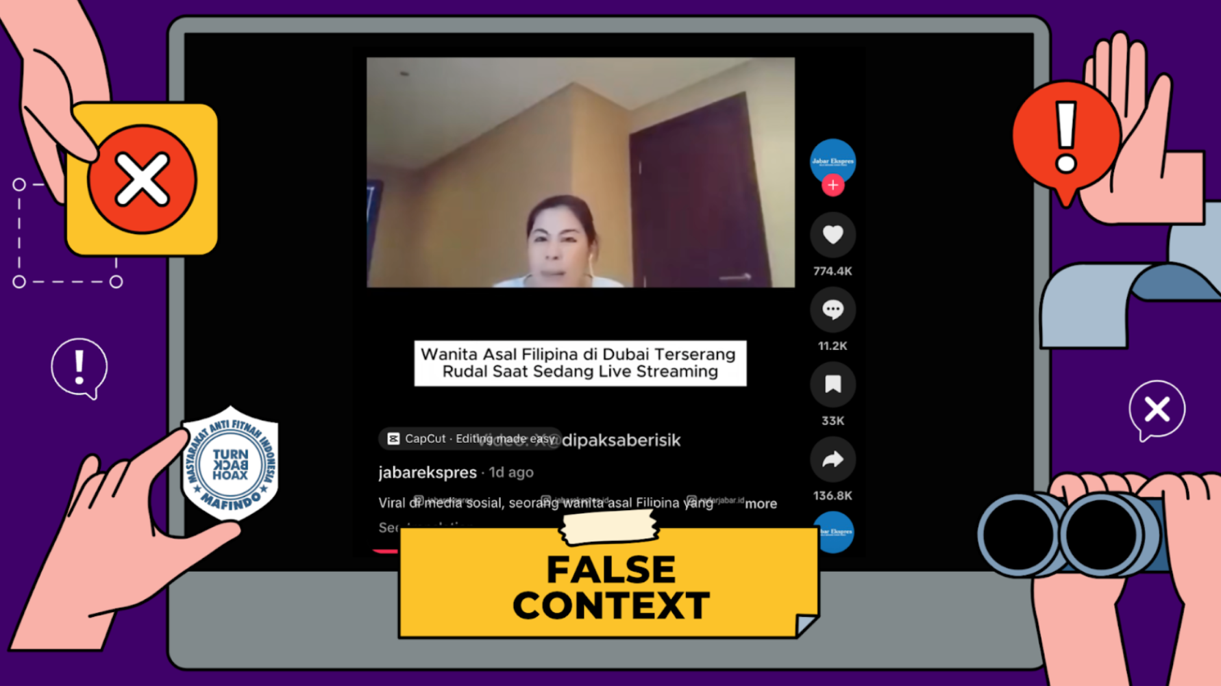 [HOAKS atau FAKTA] : Video Perempuan Asal Filipina di Dubai Terkena Rudal Perang Iran vs Amerika Serikat