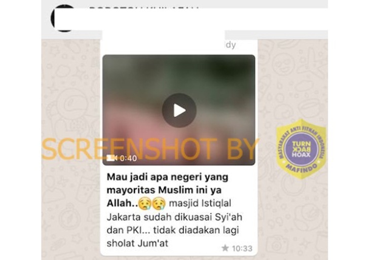 Tangkapan layar soal hoaks Masjid Istiqlal dikuasai PKI. (Foto: MP/Turnbackhoax.id)