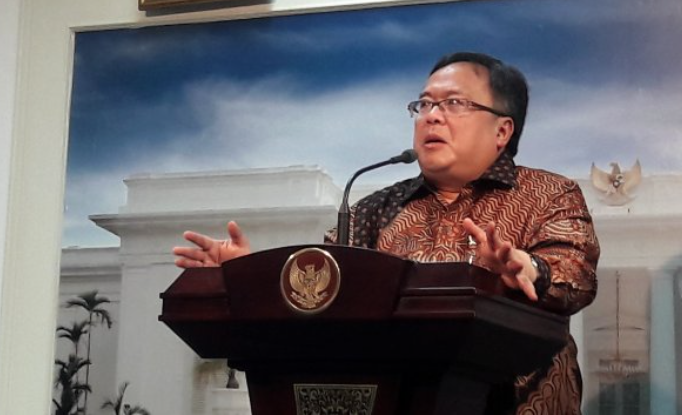 Menteri Perencanaan dan Pembangunan Nasional/Kepala Bappenas Bambang P S Brodjonegoro dalam jumpa pers di Kantor Presiden, Jakarta pada Senin (29/4/2019). (ANTARA/Bayu Prasetyo)