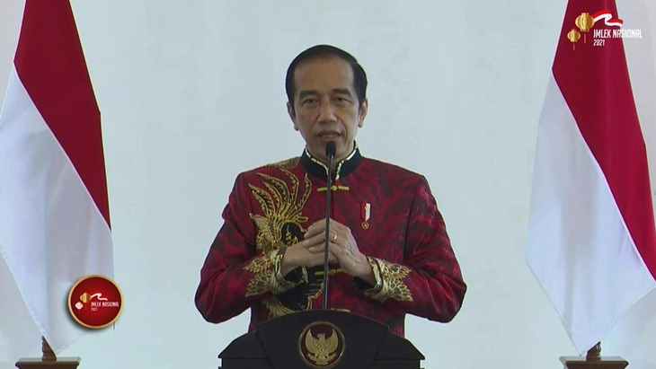 Presiden Joko Widodo saat perayaan Imlek Nasinoal. (Foto: Tangkapan Layar)