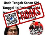 [HOAKS atau FAKTA]: Menteri Sri Mulyani Imbau Warga Coblos Ganjar-Mahfud