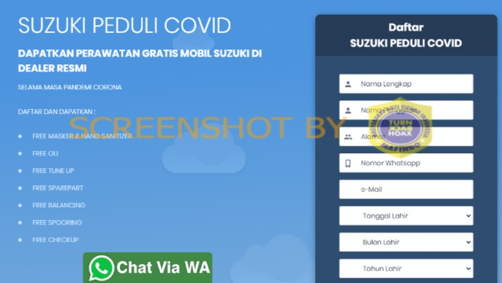 [HOAKS atau FAKTA]: Suzuki Gelar Servis Mobil Gratis di Tengah Pandemi Corona