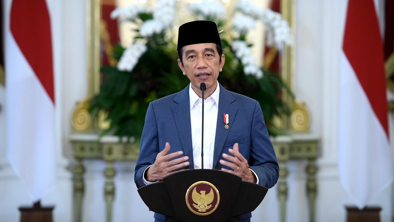 Presiden Jokowi menyampaikan sambutan pada Puncak Peringtan Harlah ke-98 NU secara virtual, Sabtu (27/02/2021). (Foto: Biro Pers Setpres)
