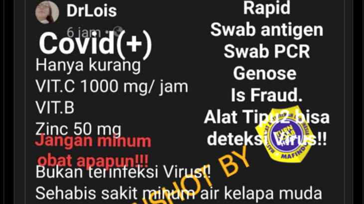 [HOAKS atau FAKTA]: Positif COVID-19 Bukan karena Virus, tapi Kurang Vitamin