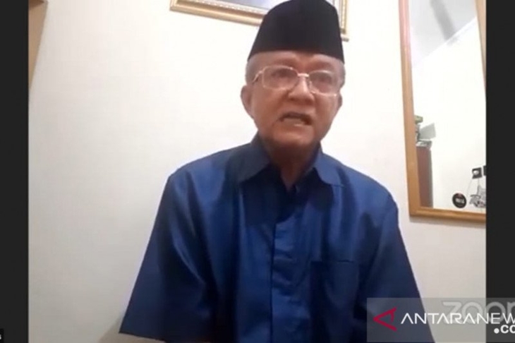 Tangkapan layar Sekjen Majelis Ulama Indonesia (MUI) Anwar Abbas saat menyampaikan pidato dalam acara halalbihalal virtual MUI, Jumat (12-6-2020). ANTARA/Fransiska Ninditya