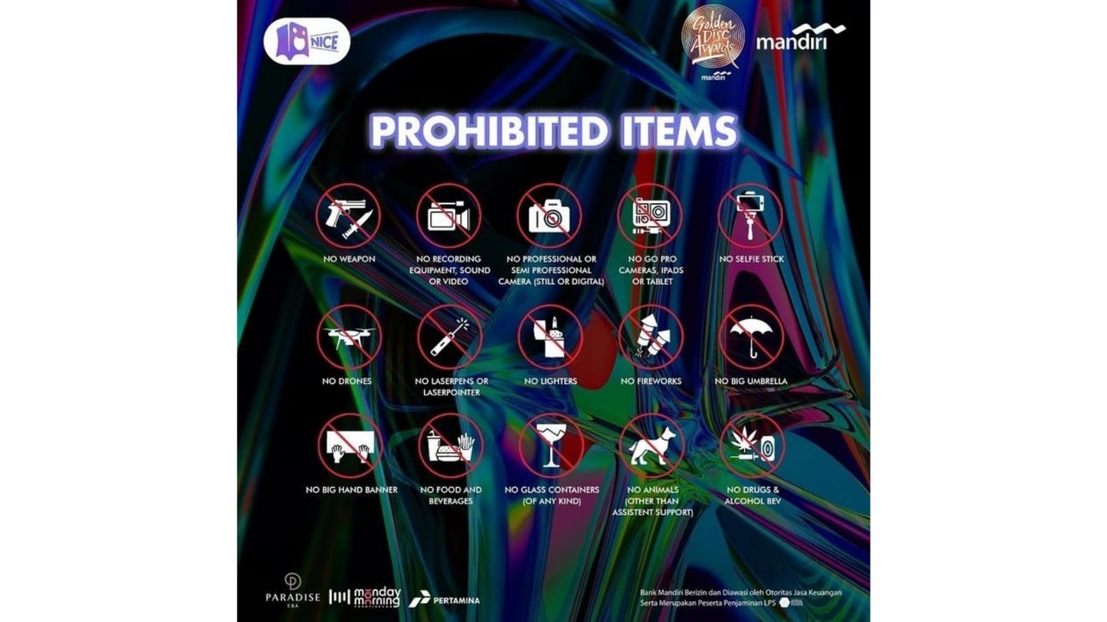 Peraturan ketat GDA 2024, kamera profesional dilarang. (Foto: X/@fulIsun66)