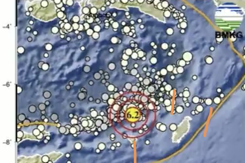 Gempa Magnitudo 6,2 Guncang Laut Saumlaki