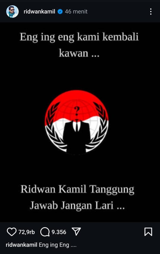 Akun Instagram Ridwan Kamil diretas