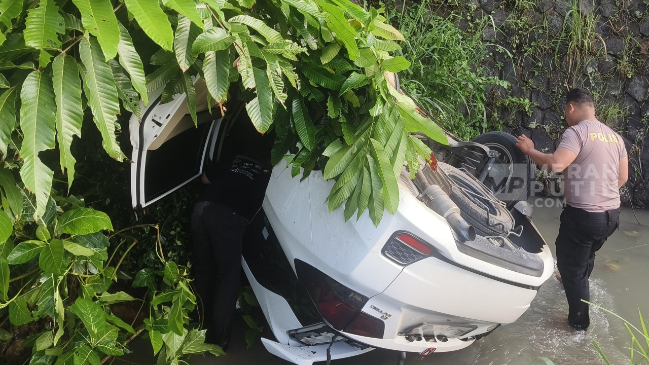 Mobilio Putih Bawa Penumpang Cewek Terjun Masuk Jurang, Untung Selamat!