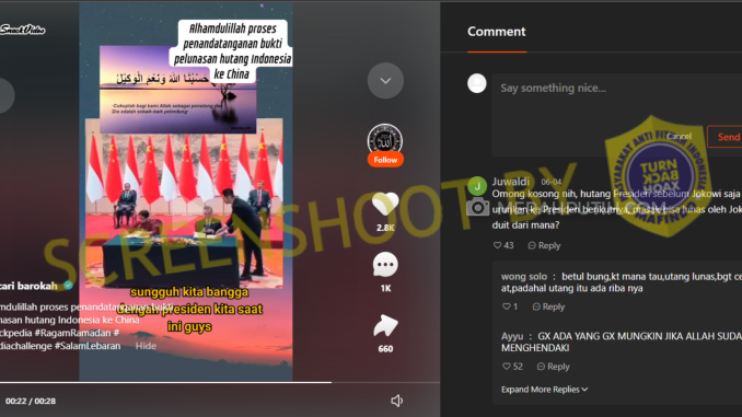 [HOAKS atau FAKTA] Menteri Luar Negeri Indonesia Menandatangani Pelunasan Hutang kepada China
