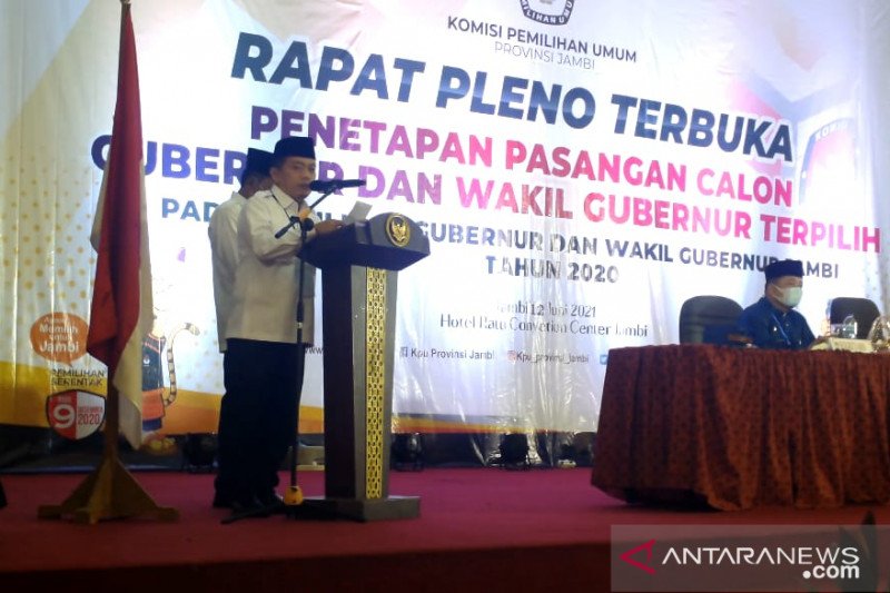 KPU Jambi Tetapkan Haris-Abdullah Sani Jadi Gubernur Jambi Terpilih