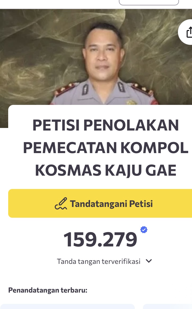 petisi tolak pemecatan kompol cosmos