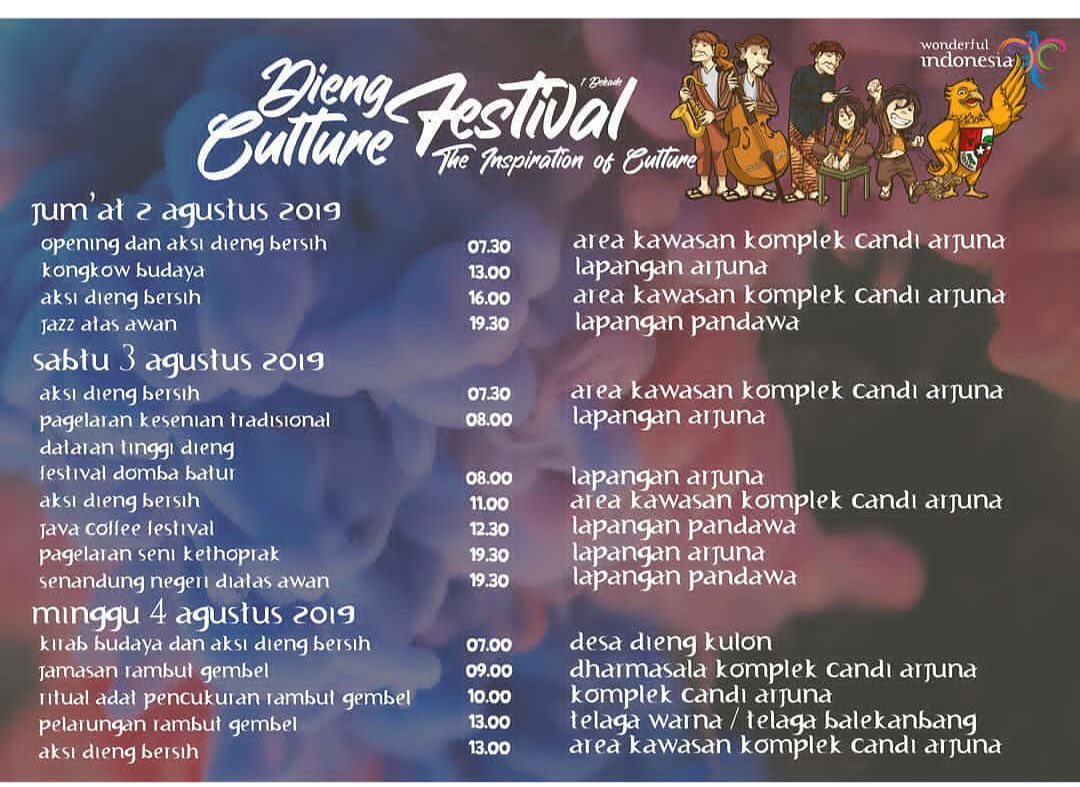 Rundown acara Dieng Culture Festival (Sumber: Instagram/Festivaldieng)