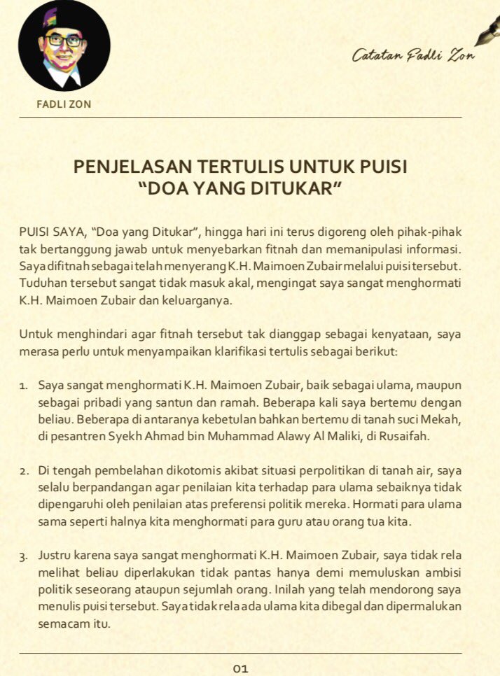 Pernyataan Fadli Zon
