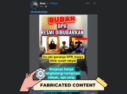 [HOAKS atau FAKTA]: DPR Dibubarkan Karena Dianggap Tak Berguna dan Selalu Menghalangi Rakyat