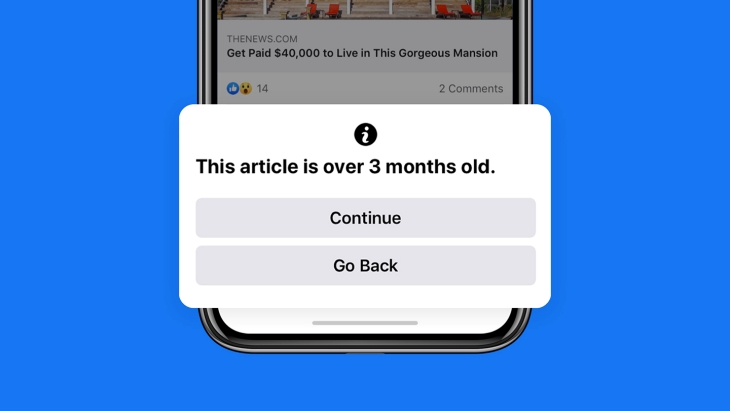 Facebook Peringatkan Pengguna saat Bagikan Berita Lawas 