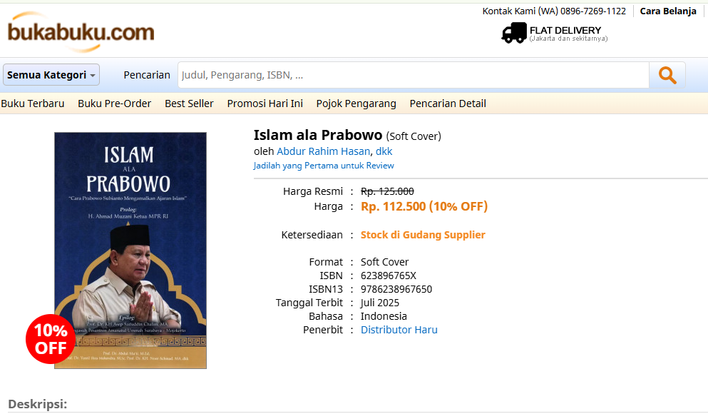 Buku Islam Ala Prabowo Ramai Diperbincangkan, Ini Pengarang, Deskripsi dan Harganya