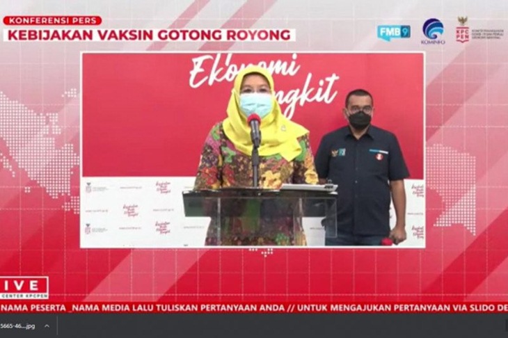 Juru Bicara Vaksin COVID-19 dari Kementerian Kesehatan Siti Nadia Tarmizi. (ANTARA/H0-tangkapan layar)