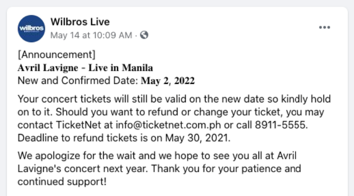 Konser Avril Lavigne di Asia Tenggara Kembali Tertunda