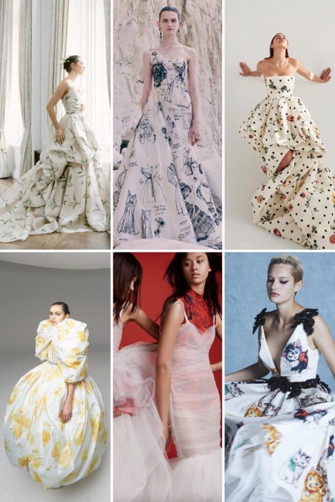 Gaun pengantin berpola. (Foto Harper's Bazaar)