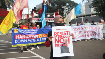 Aksi Solidaritas dan Dukungan untuk Rakyat Venezuela di Gedung Kedubes Amerika Serikat 